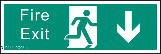 56199 Braille - Fire exit down  (450x150mm) Safety Sign