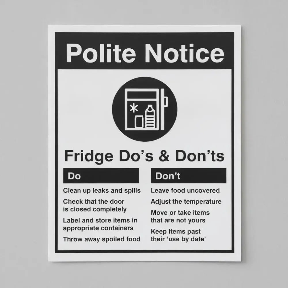 25623Y Office refrigerator - Do's & Dont's Self Adhesive Vinyl (200x300mm) Safety Sign