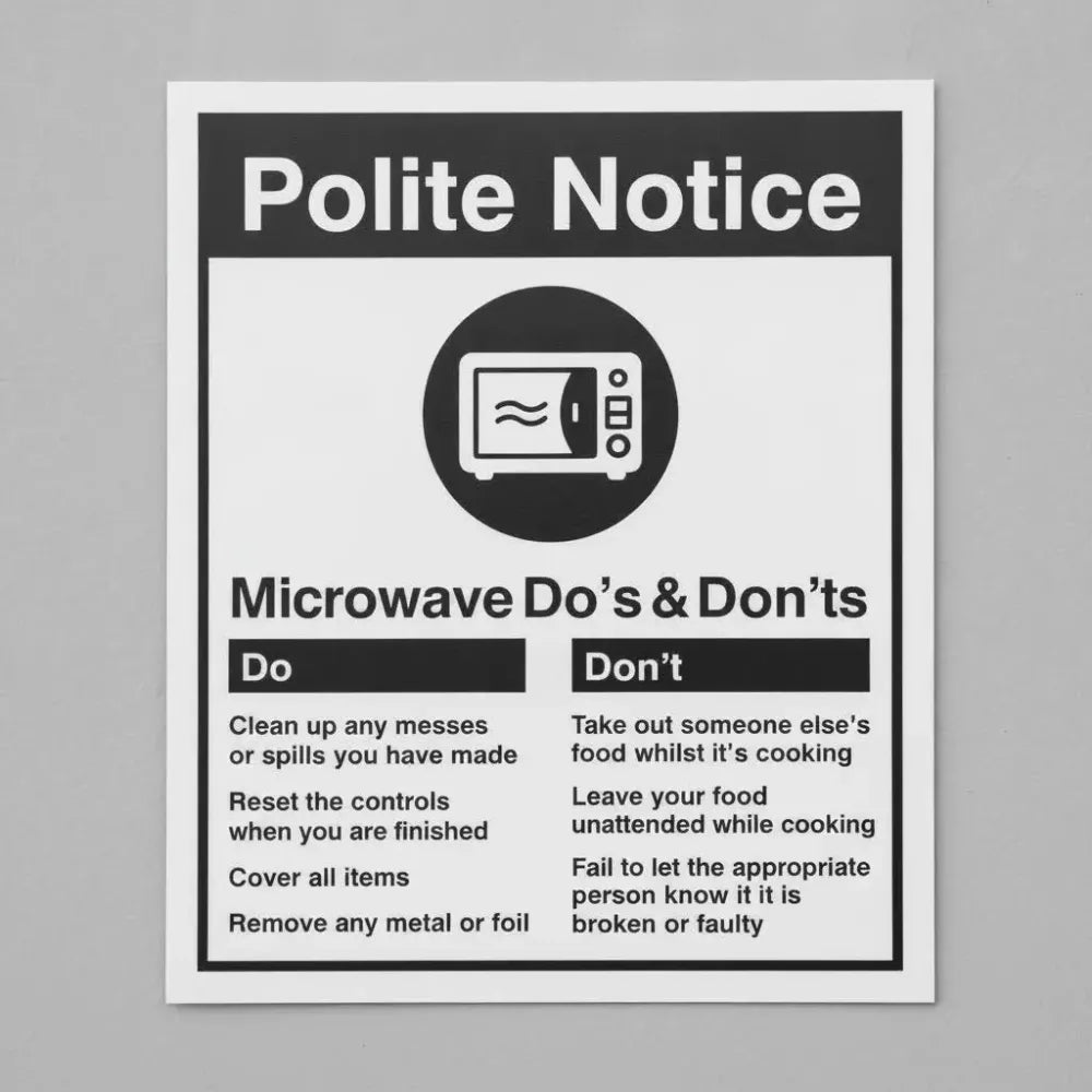 25624Y Office microwave - Do's & Dont's Self Adhesive Vinyl (200x300mm) Safety Sign