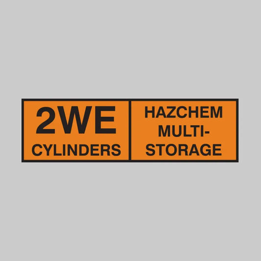 2WE cylinders hazchem multi-storage 850x250mm self adhesive vinyl