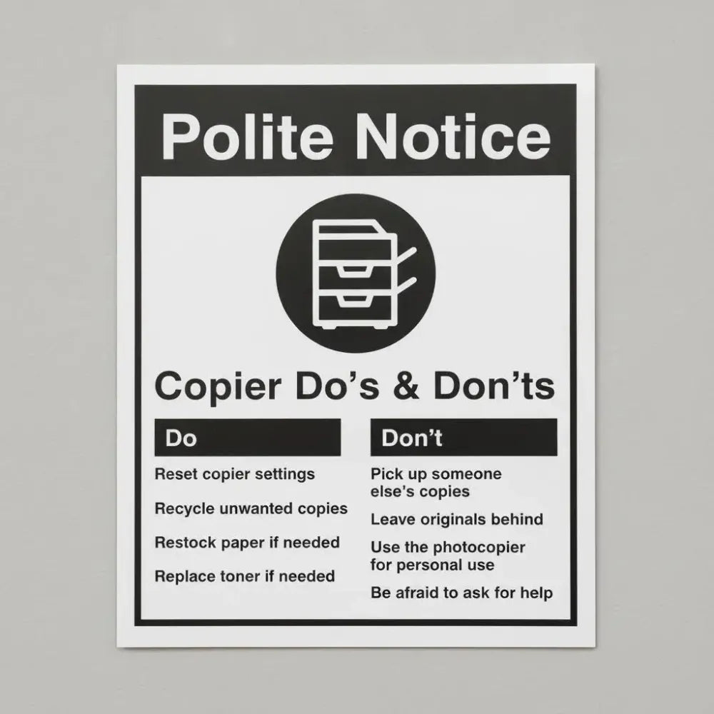 15629Y Office photocopier - Do's & Dont's Rigid Plastic (200x300mm) Safety Sign