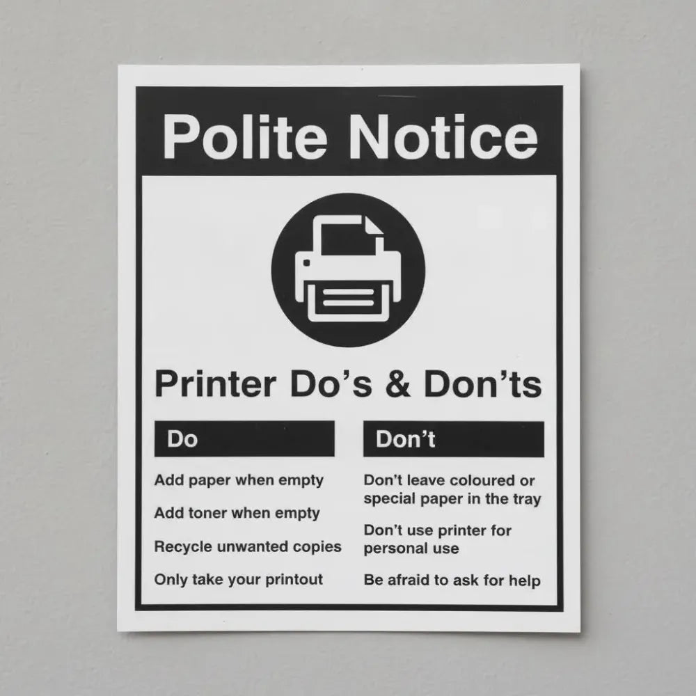 15630Y Office printer - Do's & Dont's Rigid Plastic (200x300mm) Safety Sign