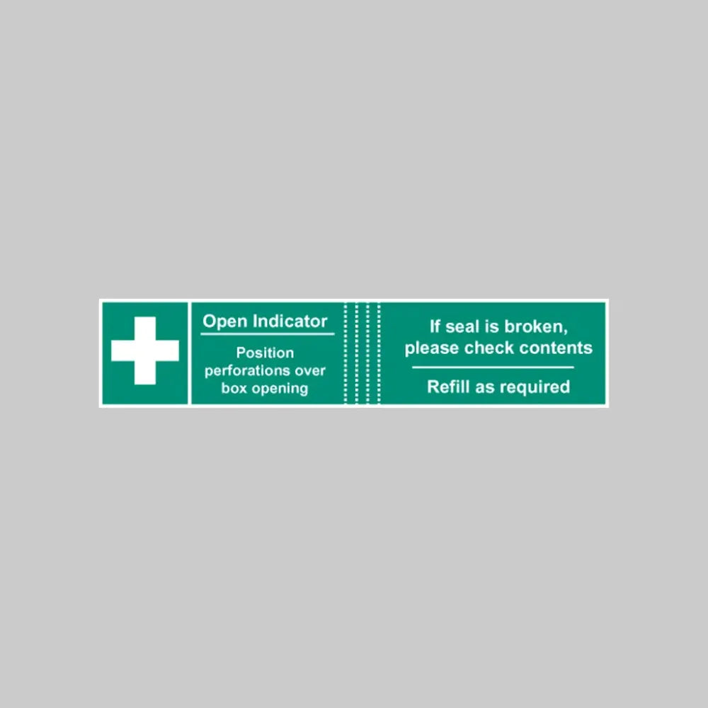 First aid box tamper labels  (82x23mm on roll of 50)