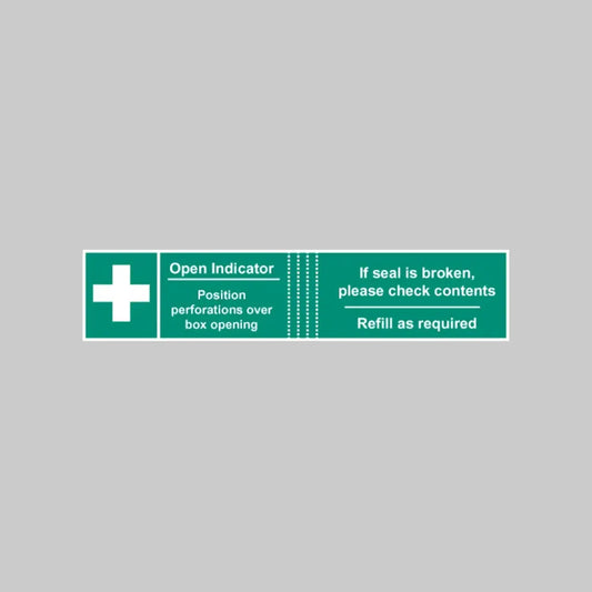 First aid box tamper labels  (82x23mm on roll of 50)