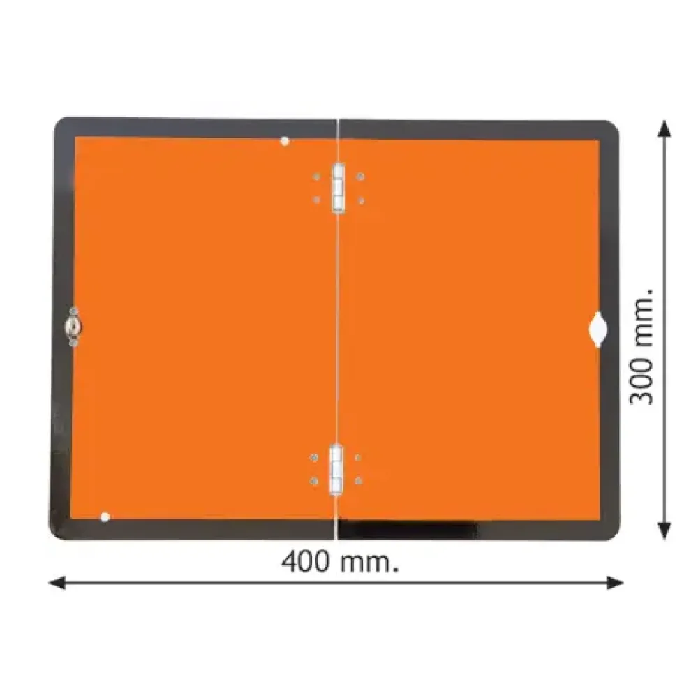 Folding hazard warning vehicle plate 400x300mm reflective aluminium