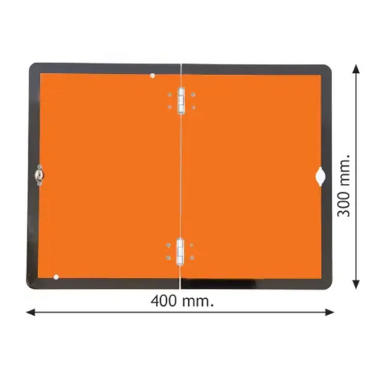 Folding hazard warning vehicle plate 400x300mm reflective aluminium