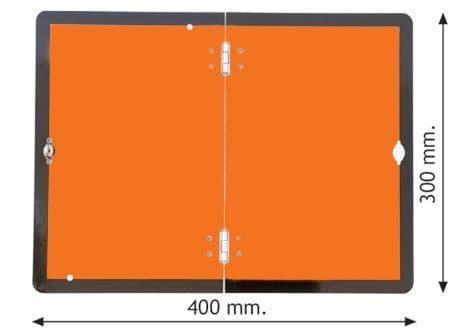 56327 Folding hazard warning vehicle plate 400x300mm reflective aluminium Safety Sign