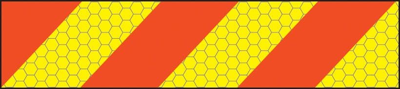 56341 ECE70 Vehicle marking plate 600x140mm left hand chevron  (600x140mm) Safety Sign