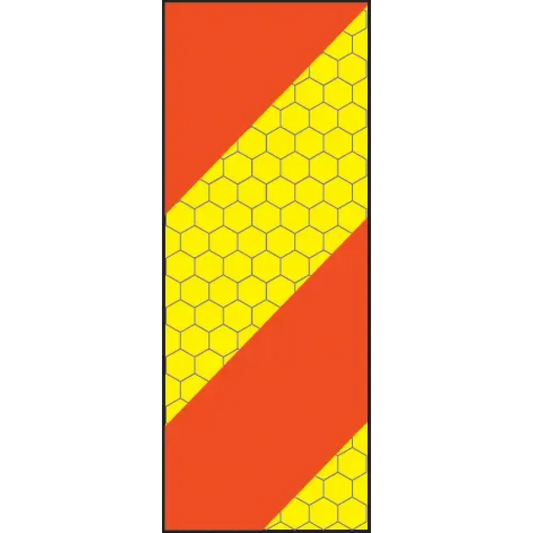 ECE70 Vehicle marking plate 140x300mm Aluminium left hand vertical chevron