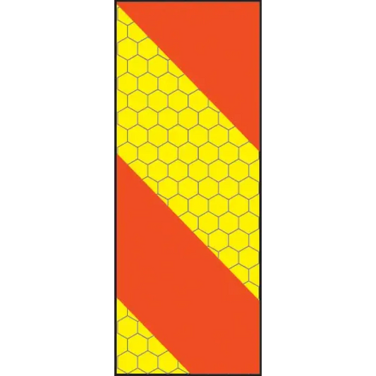 ECE70 Vehicle marking plate 140x300mm Aluminium right hand vertical chevron