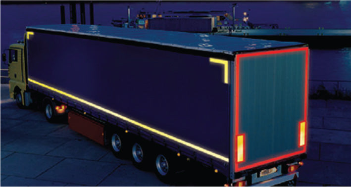 Red lorry marking contour tape 50mmx50m (curtain vehicle)