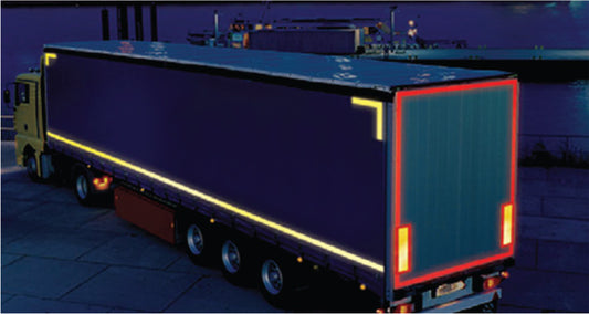 Red lorry marking contour tape 50mmx50m (curtain vehicle)