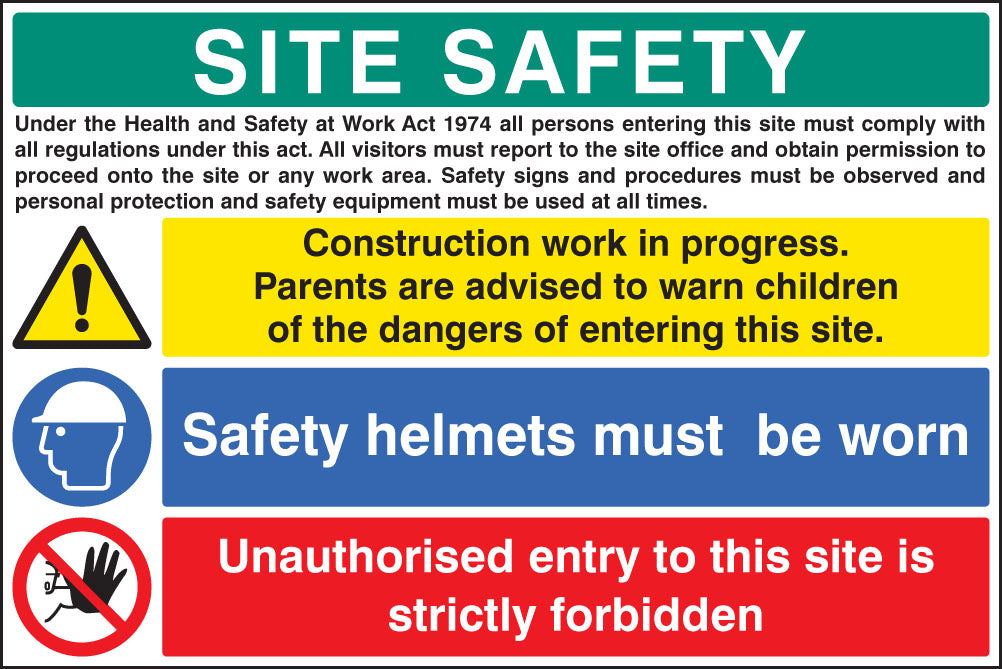 Site safety builder signs 900x600mm (no logo)