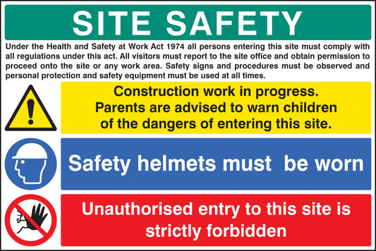 Site safety builder signs 900x600mm (no logo)