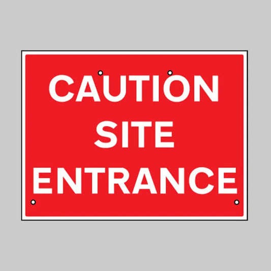 Caution site entrance, 600x450mm Re-Flex Sign (3mm reflective polypropylene)