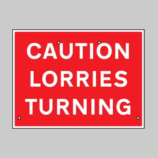Caution lorries turning, 600x450mm Re-Flex Sign (3mm reflective polypropylene)