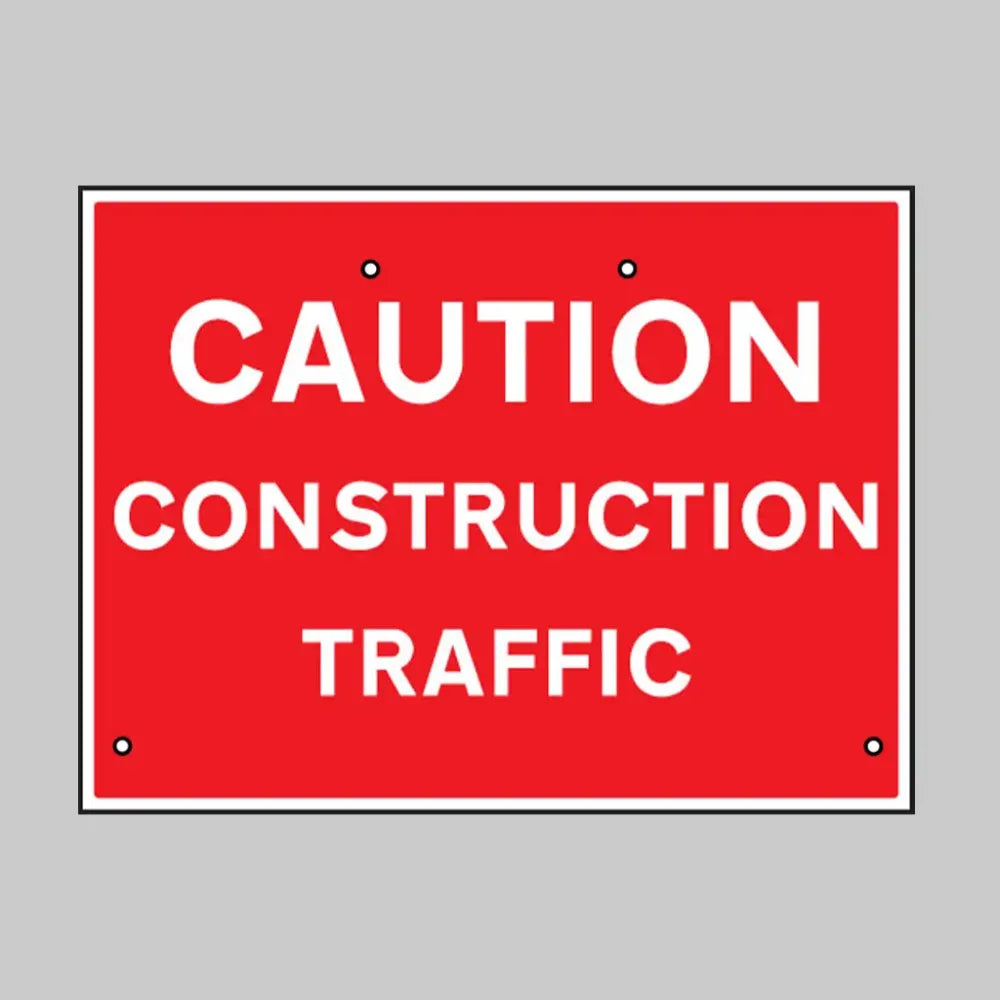 Caution construction traffic, 600x450mm Re-Flex Sign (3mm reflective polypropylene)