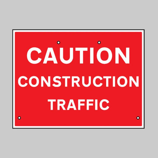 Caution construction traffic, 600x450mm Re-Flex Sign (3mm reflective polypropylene)