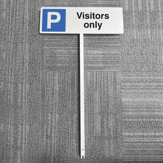 Parking visitors only aluminium verge sign 450x150mm on post 800mm high