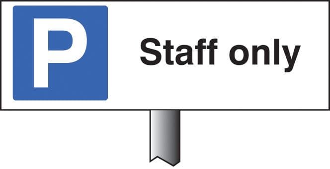 56529 Parking staff only verge sign 450x150mm (post 800mm)  (450x150mm) Safety Sign