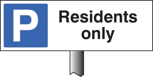 56531 Parking residents only verge sign 450x150mm (post 800mm)  (450x150mm) Safety Sign
