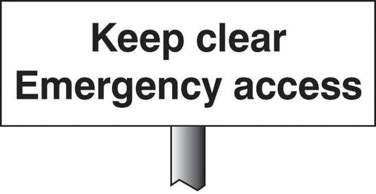 56537 Keep clear emergency access verge sign 450x150mm (post 800mm)  (450x150mm) Safety Sign