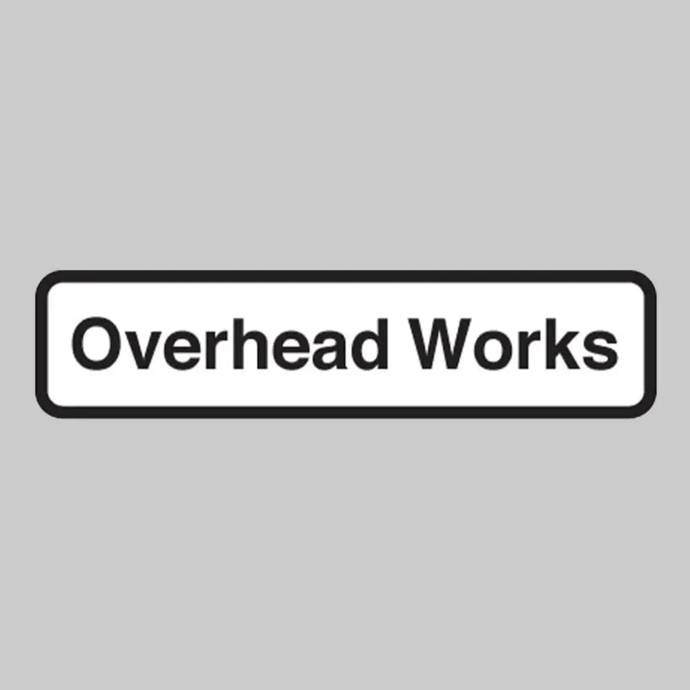 Overhead works fold up supplementary text with rust proof press studs (600mm variant - 735x150mm)