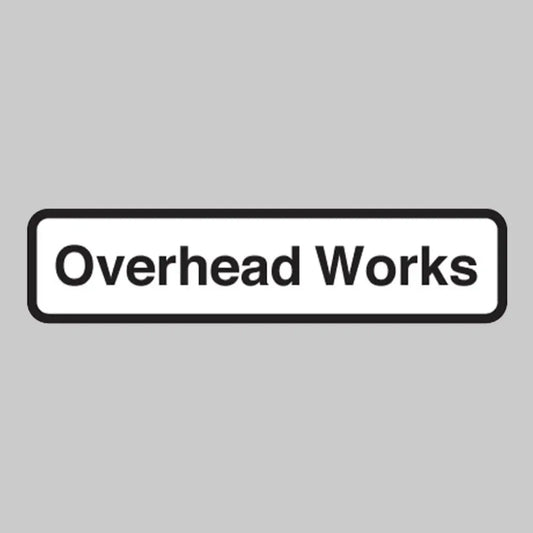 Overhead works fold up supplementary text with rust proof press studs (600mm variant - 735x150mm)