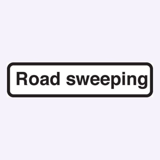 56553 Road sweeping fold up supplementary text Safety Sign