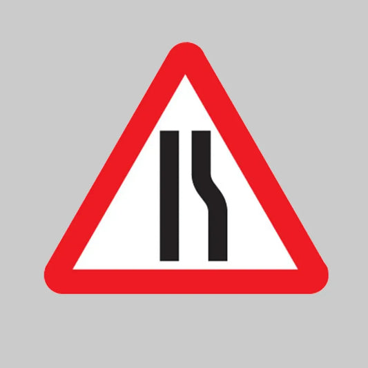 Road narrows right reflective fold up 600mm triangle sign