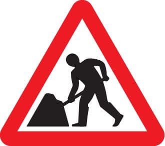 56556 Men at work fold up 600mm triangle sign  (600mm) Safety Sign
