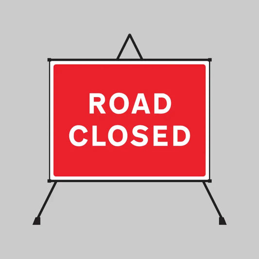 Road closed reflective fold up sign 1050x750mm