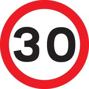56570 30 mph class RA1 600mm dia  (600mm) Safety Sign