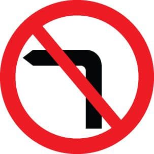 56574 No left turn class RA1 600mm dia  (600mm) Safety Sign