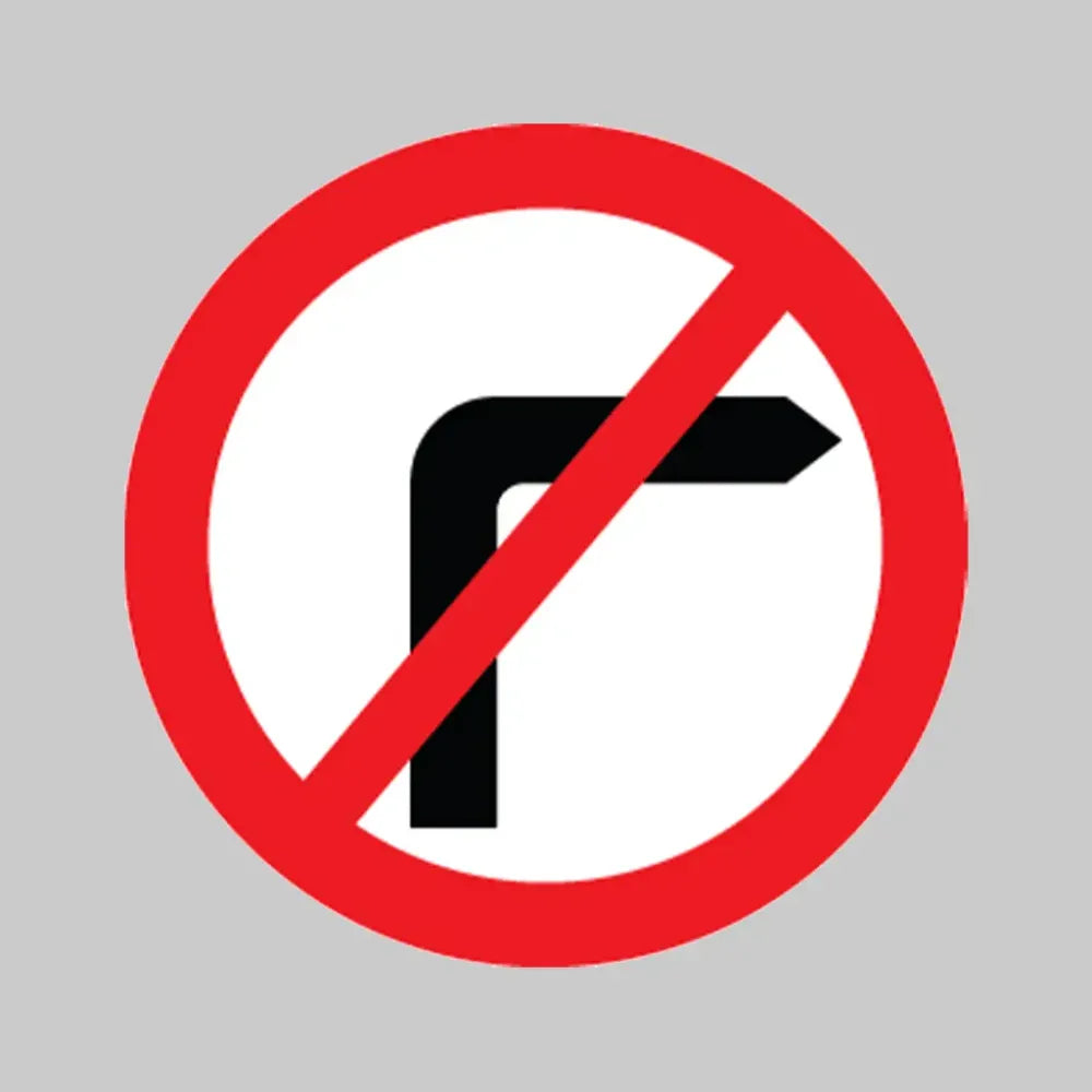 No right turn class RA1 600mm diameter circle c/w channelling