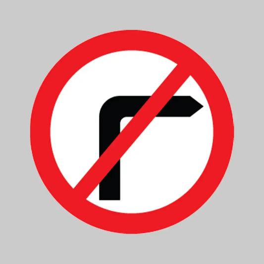 No right turn class RA1 600mm diameter circle c/w channelling