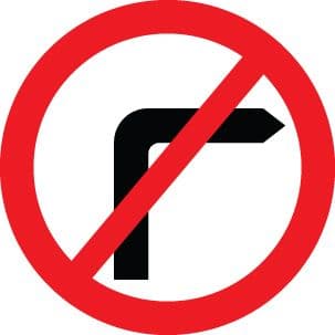 56575 No right turn class RA1 600mm dia  (600mm) Safety Sign