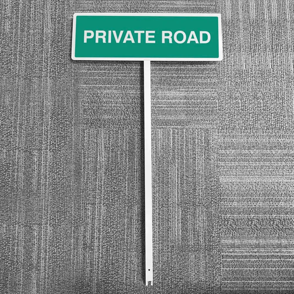 Private Road aluminium verge sign 450x150mm on post 800mm high