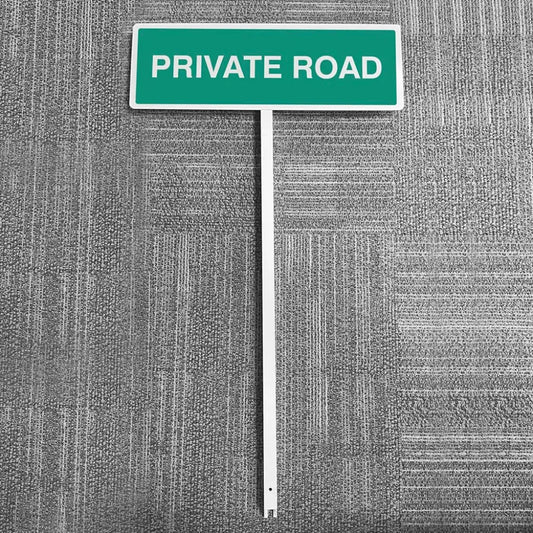 Private Road aluminium verge sign 450x150mm on post 800mm high