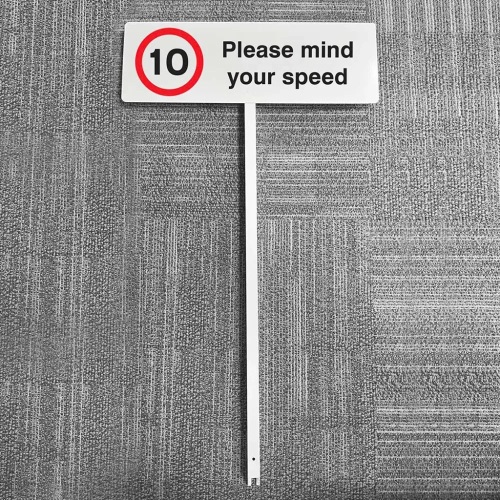 10mph Please mind your speed aluminium verge sign 450x150mm on post 800mm high