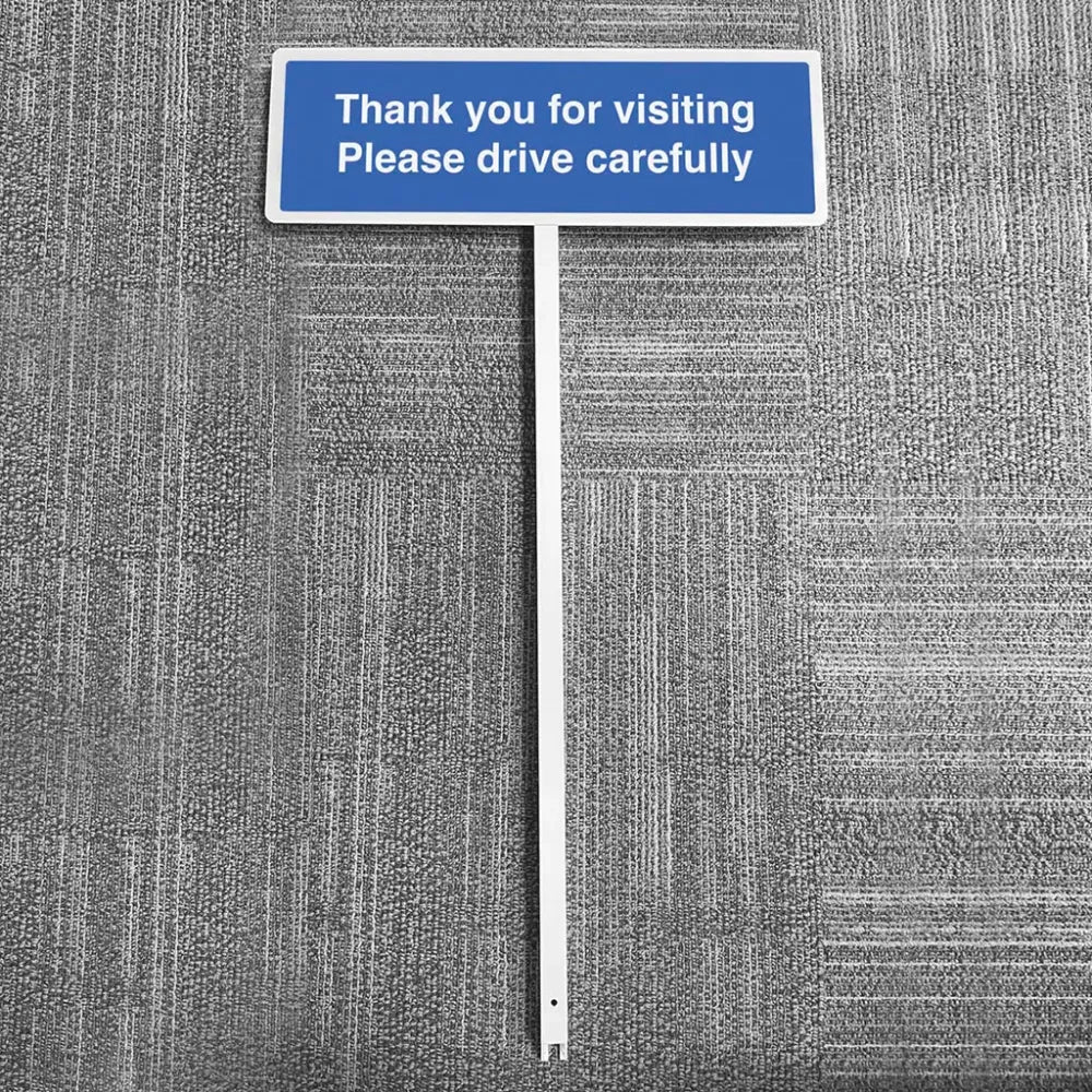 Verge sign - Thank you for visiting Please drive carefully 450x150mm (post 800mm)