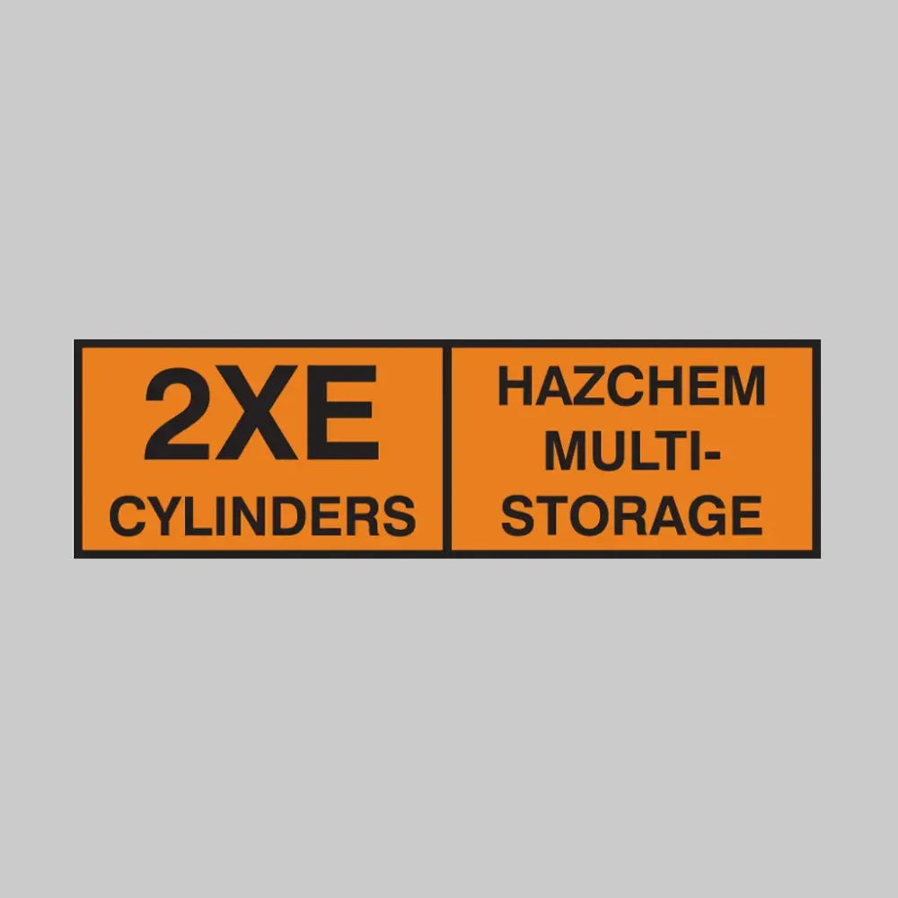 2XE cylinders hazchem multi-storage 850x250mm self adhesive vinyl