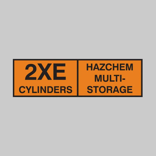 2XE cylinders hazchem multi-storage 850x250mm self adhesive vinyl