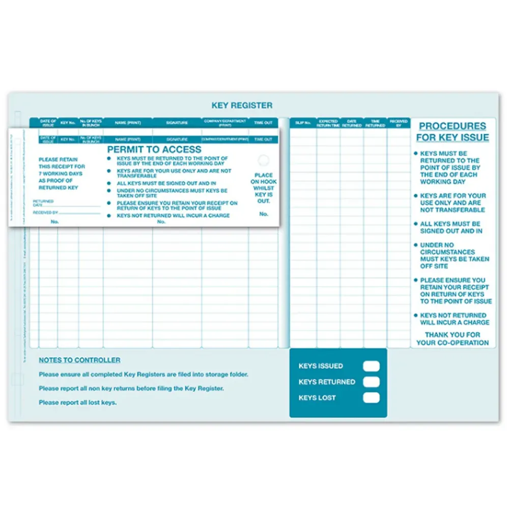 57131 Key Control System Sign-In Sytem (100 NCR passes) Miscellaneous