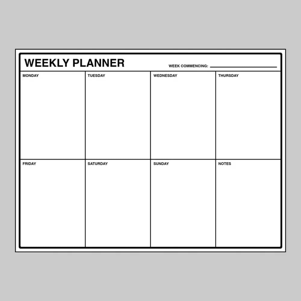 57173 Weekly Planner Dry Wipe Board 800x600mm 3mm foam pvc Miscellaneous