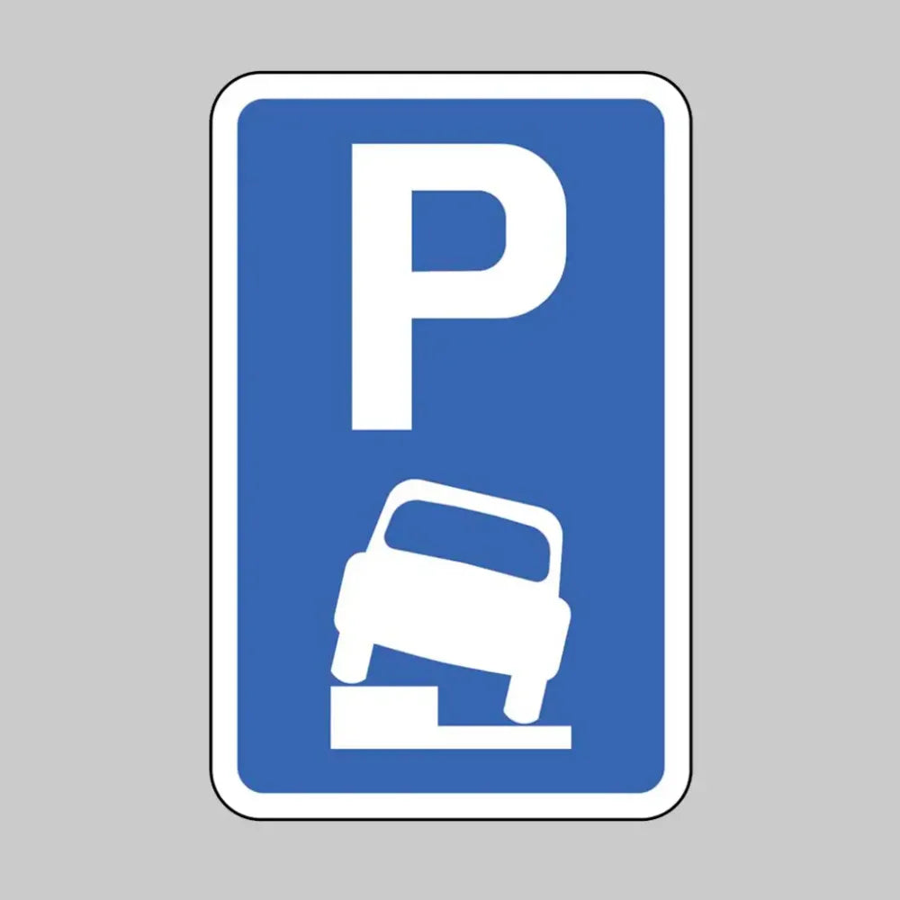 57459 Parking place partially on verge or footway Class RA1 Permanent 270x420mm (3mm aluminium composite) c/w channelling Miscellaneous