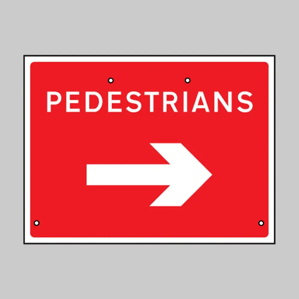 Pedestrians arrow right, 600x450mm Re-Flex Sign (3mm reflective polypropylene)