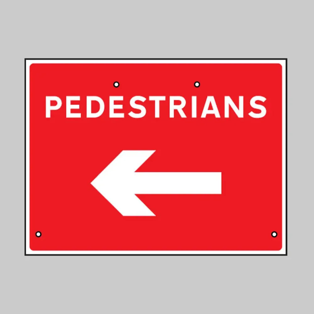 Pedestrians arrow left, 600x450mm Re-Flex Sign (3mm reflective polypropylene)