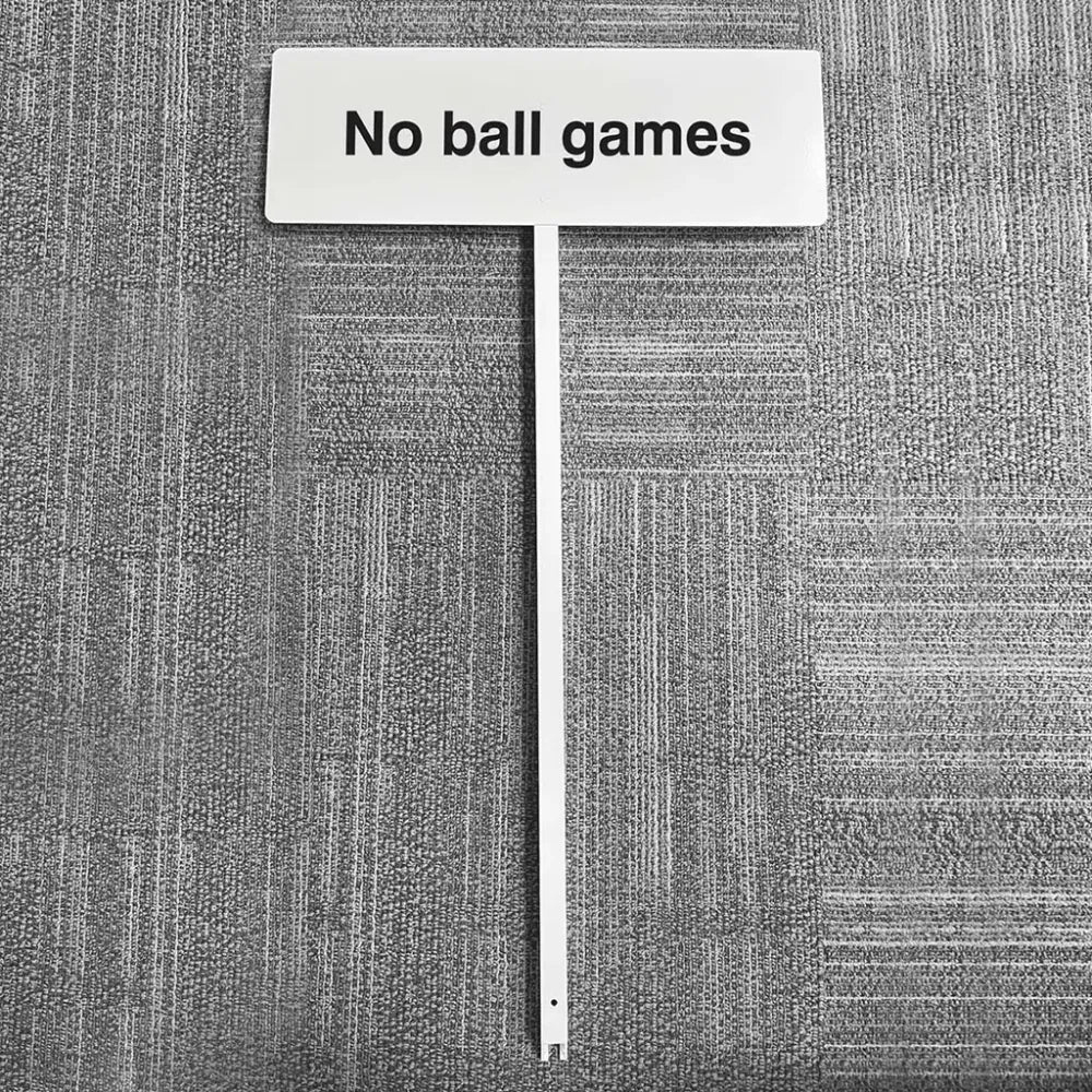 No ball games aluminium verge sign 450x150mm on post 800mm high