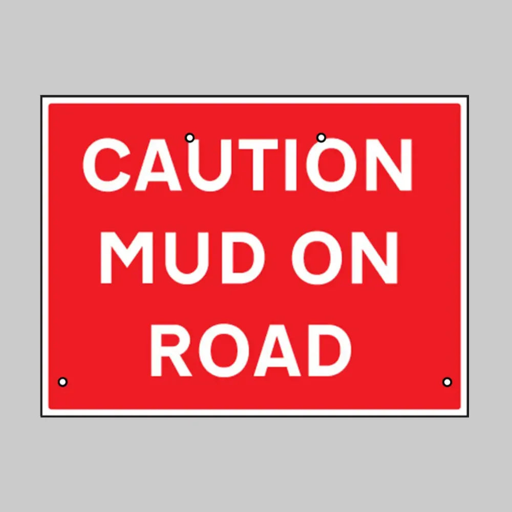 Caution mud on road, 600x450mm Re-Flex Sign (3mm reflective polypropylene)